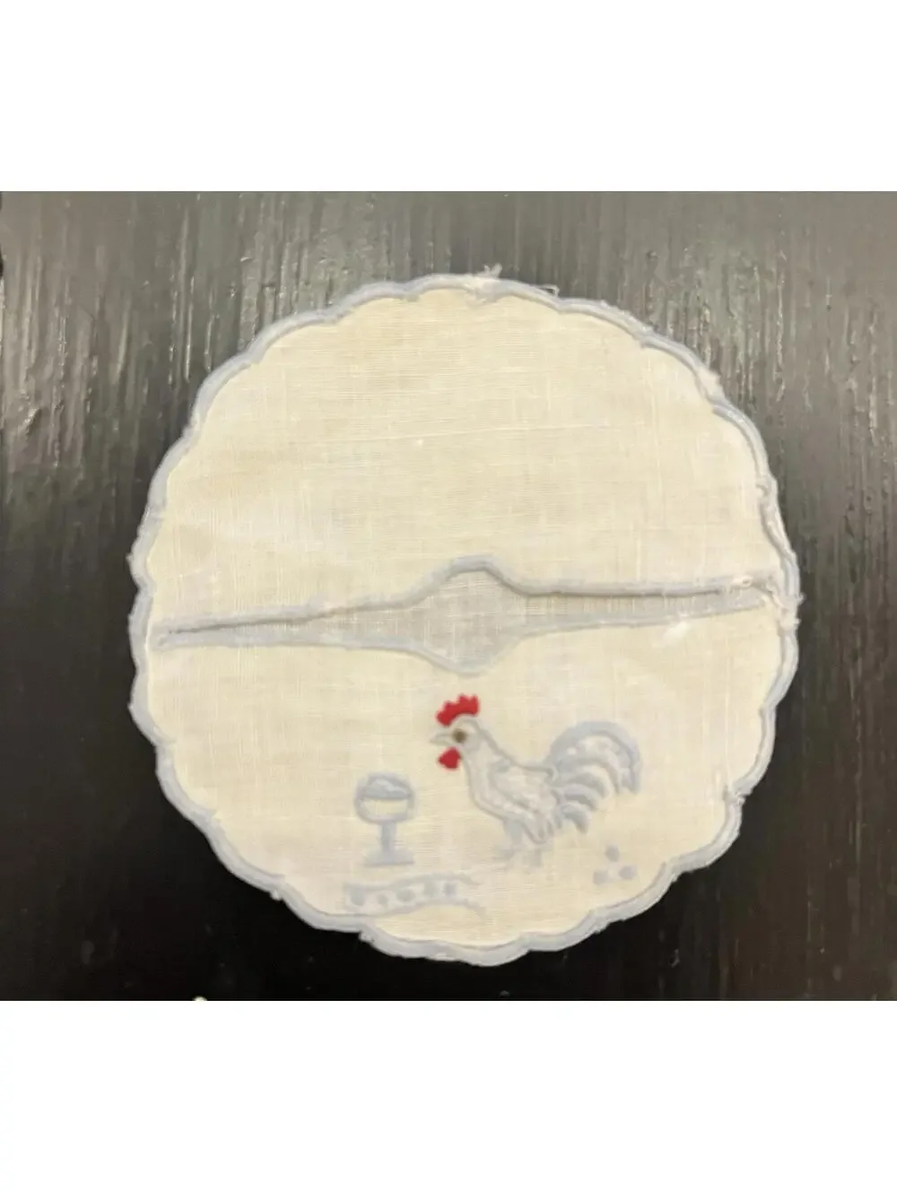 Vintage Linen Cocktail Napkins Set of 5 Embroidered Rooster 2 Coasters Barware
